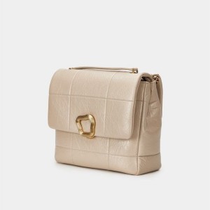 Songmont Large Chocolate Crossbody Bag Beige | IRELAND RJUQZ