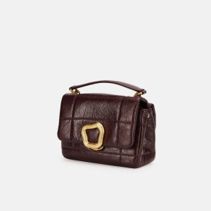 Songmont Mini Chocolate Shoulder Bag Burgundy | IRELAND ZWHPB