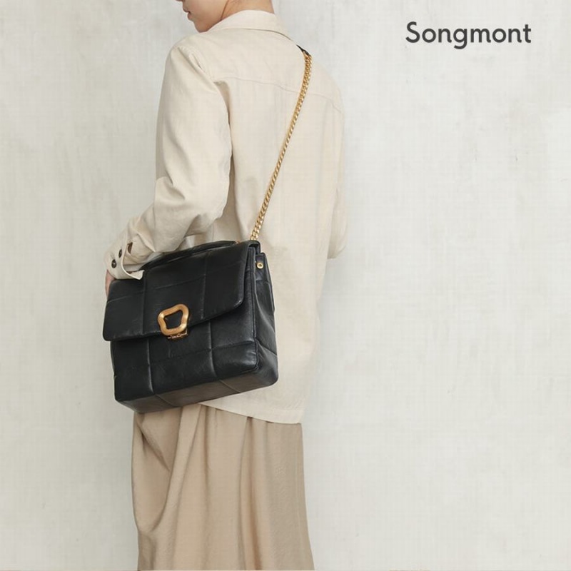 Songmont Large Chocolate Crossbody Bag Black | IRELAND YOLUM