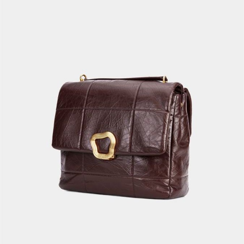 Songmont Large Chocolate Crossbody Bag Burgundy | IRELAND OVXBG