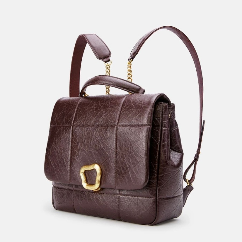 Songmont Medium Chocolate Backpack Burgundy | IRELAND CKXTM