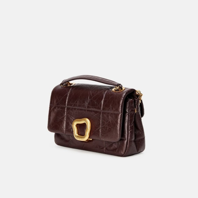 Songmont Small Chocolate Shoulder Bag Burgundy | IRELAND QPGVZ