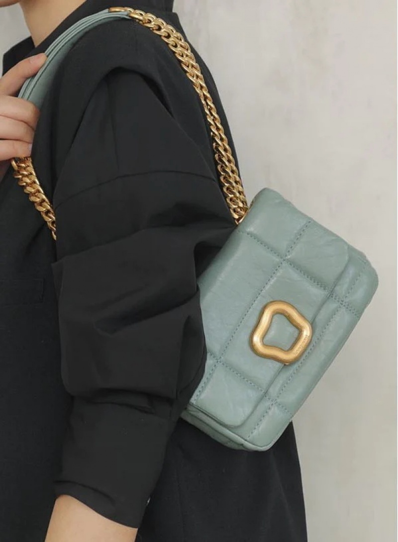 Songmont Small Chocolate Shoulder Bag Turquoise | IRELAND PZETV